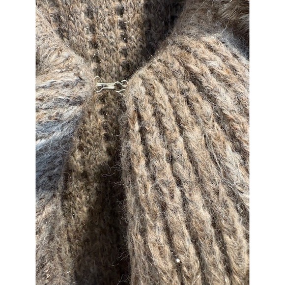 ARDEN B Womens Knit Cardigan Sweater Jacket Fur Trim Ruffle Waterfall M - Picture 7 of 9